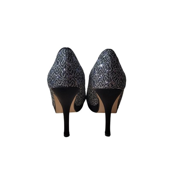 Caparros Black & Silver Glitter Peep-Toe Heels Mercury Glitz - Picture 5 of 11